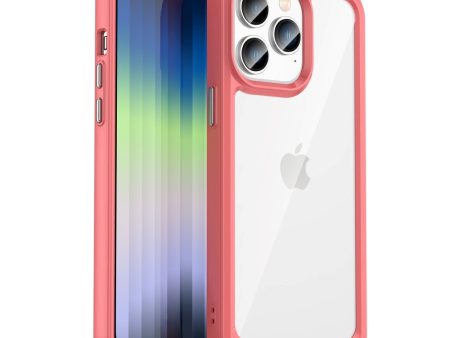 iPhone 14 Pro Hybrid Plastik Cover - Gennemsigtig   Rød Online