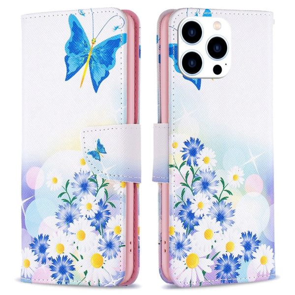 iPhone 14 Pro Læder Cover m. Pung & Print - Sommerfugl Online Hot Sale