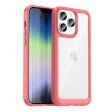 iPhone 14 Pro Max Hybrid Plastik Cover - Gennemsigtig   Rød For Discount