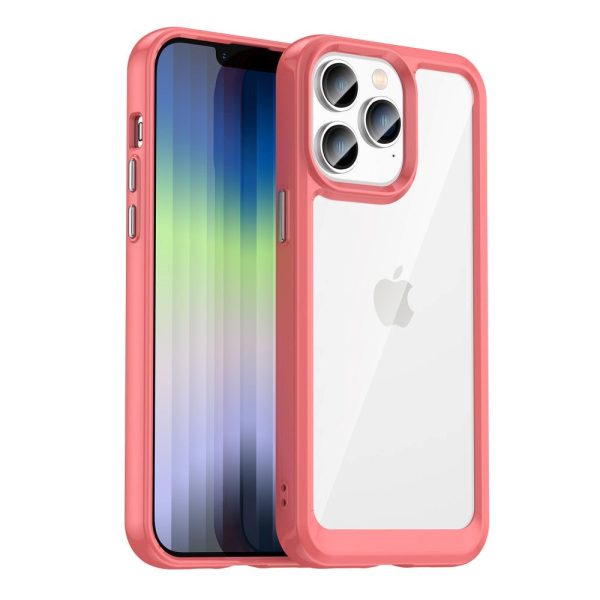 iPhone 14 Pro Max Hybrid Plastik Cover - Gennemsigtig   Rød For Discount