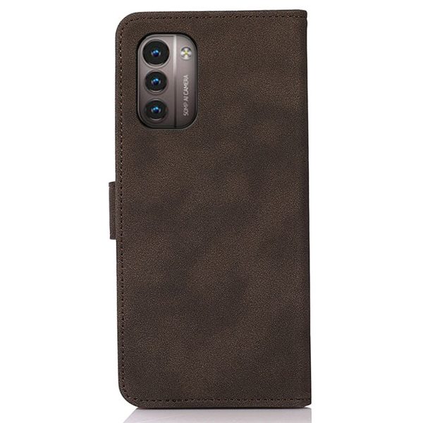 Nokia G21   G11 Khazneh Læder Flip Cover m. Pung - Stof-Tekstur - Brun Online Hot Sale