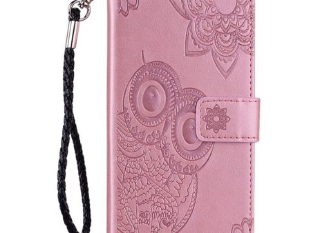 Nokia G21   G11 Læder Cover m. Pung Ugle & Blomster - Rose Gold Sale