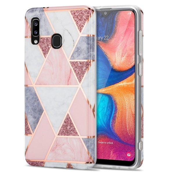 Samsung Galaxy A30 Fleksibelt Plastik Cover - Lyserød Marmor Fashion