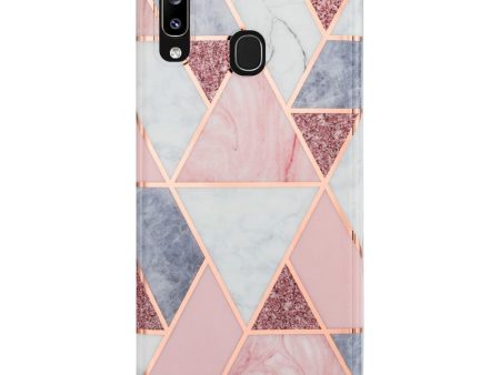 Samsung Galaxy A30 Fleksibelt Plastik Cover - Lyserød Marmor Fashion