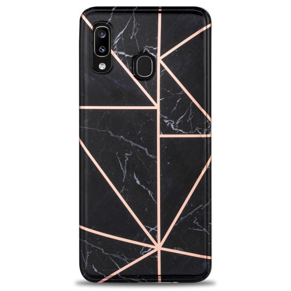 Samsung Galaxy A30 Fleksibelt Plastik Cover - Sort Marmor Online Sale