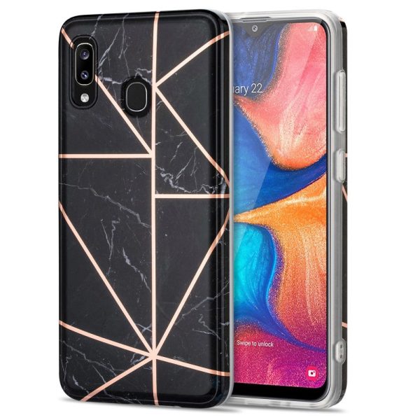 Samsung Galaxy A30 Fleksibelt Plastik Cover - Sort Marmor Online Sale