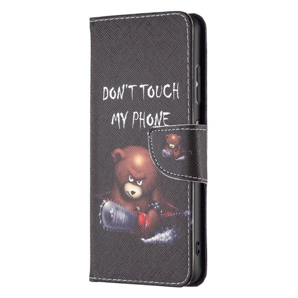 Nokia G21   G11 Læder Cover m. Stor Pung - Don t Touch My Phone Bjørn - Sort Cheap