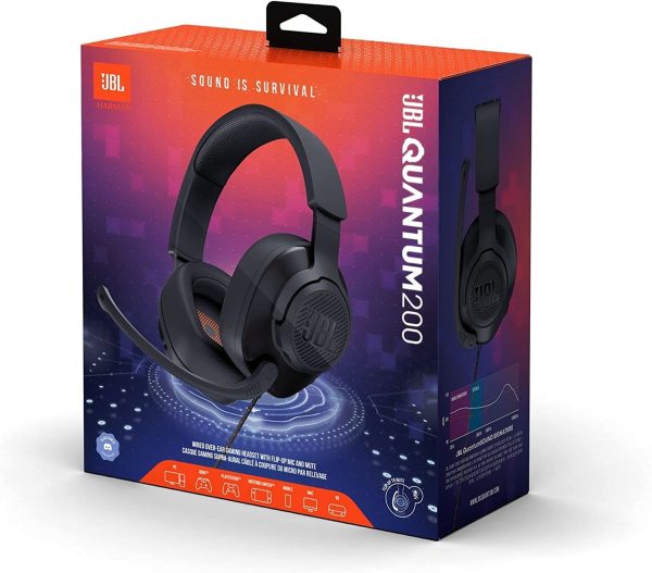 JBL Quantum 200 - Wired Over-Ear Gaming Headphones - Black Online now