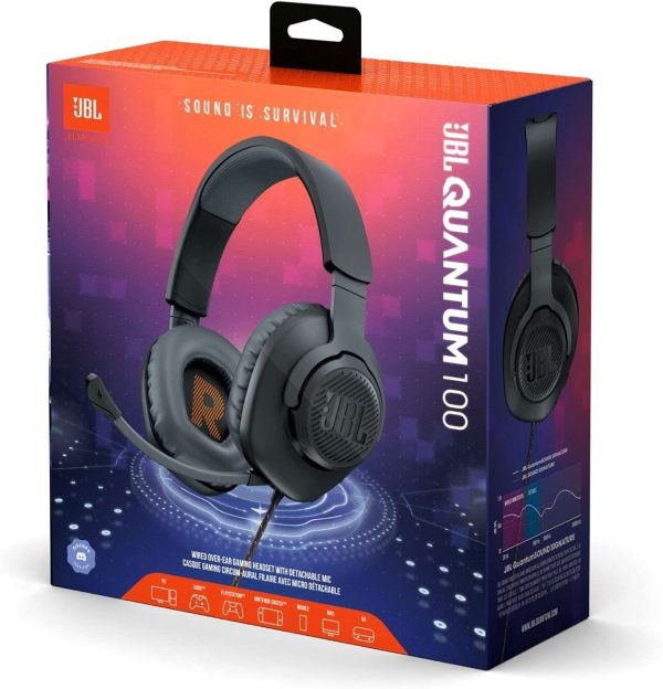 JBL Quantum 100 - Wired Over-Ear Gaming Headphones - Black For Sale