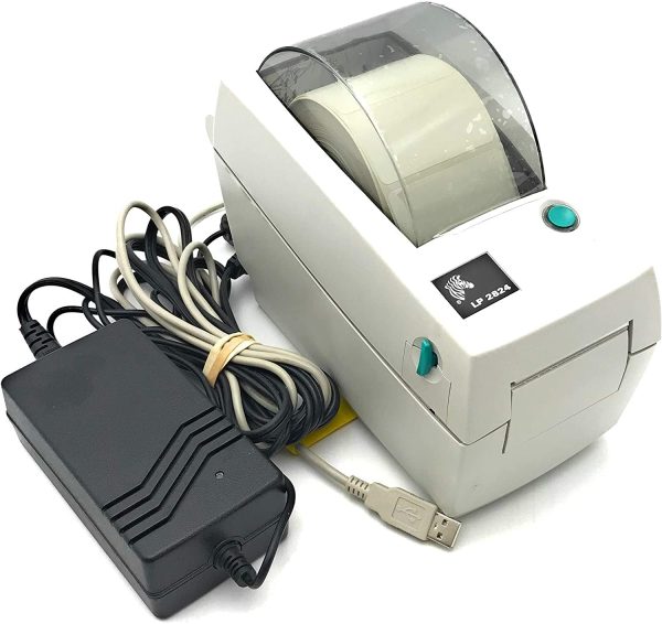 Zebra LP 2824 Printer 2824-21100-0001 W New Adapter, power, USB cables & Test Print For Sale