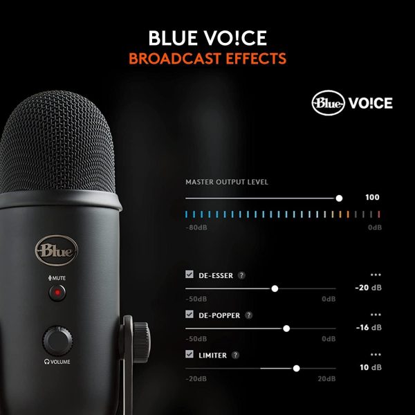 Blue Yeti USB Microphone for PC, Mac, Gaming, Recording, Streaming, Podcasting, Studio and Computer Condenser Mic with Blue VO!CE effects, 4 Pickup Patterns, Plug and Play – Blackout Fashion