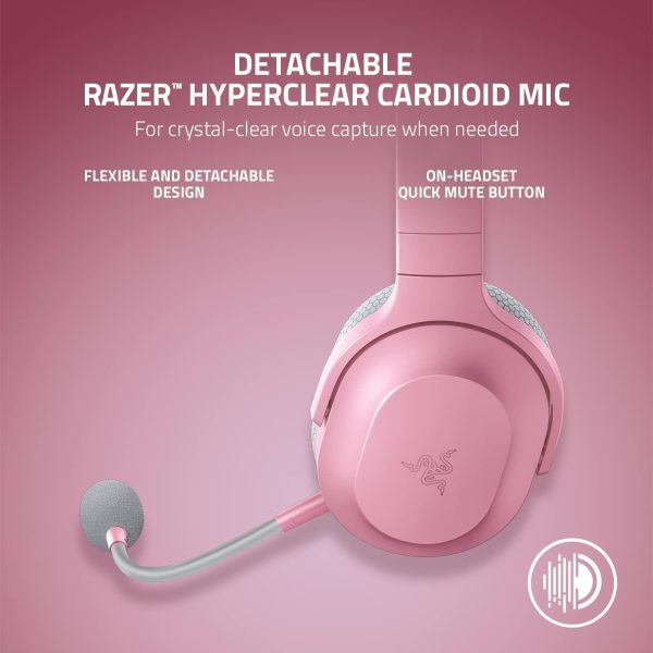 Razer Barracuda X Wireless Gaming & Mobile Headset (PC, Playstation, Switch, Android, iOS): 2022 Model - 2.4GHz Wireless + Bluetooth - Lightweight 250g - 40mm Drivers - Quartz Pink (Renewed) Online Sale