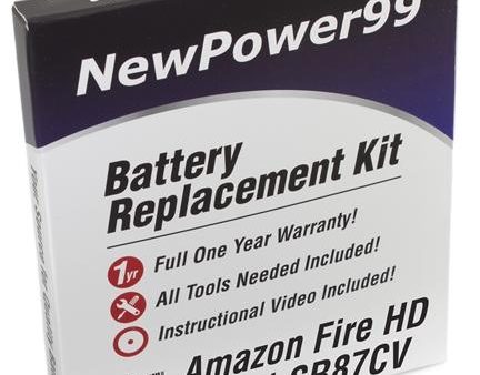 Amazon Fire HD 10 SR87CV Battery Replacement Kit with Tools, Video Instructions and Extended Life Battery For Sale