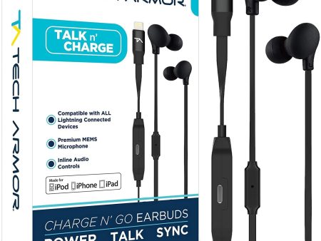 Tech Armor [Apple MFi Certified] 8-pin Lightning Earbuds w Extra Charge Port, Inline Microphone for Apple iPhone iPad Online