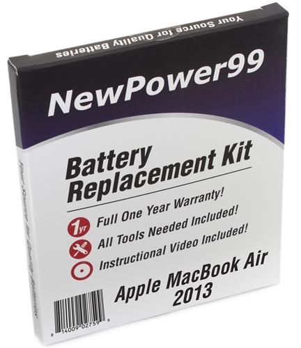 Apple Macbook Air 2013 Battery Replacement Kit with Tools, Video Instructions and Extended Life Battery Supply