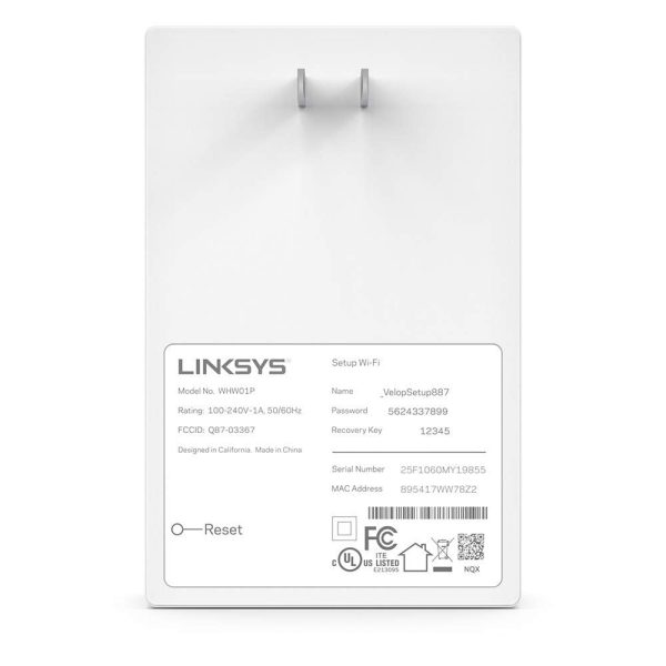 Linksys WHW0101P Velop Mesh WiFi Extender: Wall Plug-in, Wireless Range and Speed Booster for Velop Mesh Wi-Fi System, Single Outlet (White) Hot on Sale