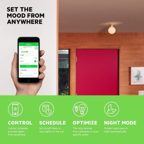 Wemo Dimmer Wi-Fi Light Switch, Compatible with Alexa and Google Assistant (Certified Refurbished) Cheap