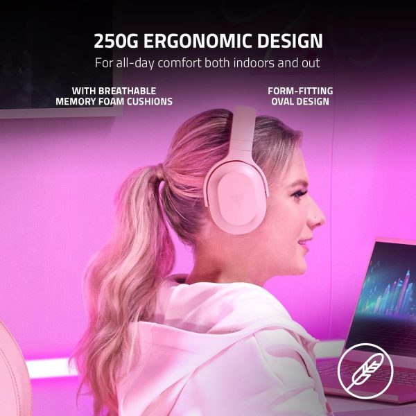 Razer Barracuda X Wireless Gaming & Mobile Headset (PC, Playstation, Switch, Android, iOS): 2022 Model - 2.4GHz Wireless + Bluetooth - Lightweight 250g - 40mm Drivers - Quartz Pink (Renewed) Online Sale