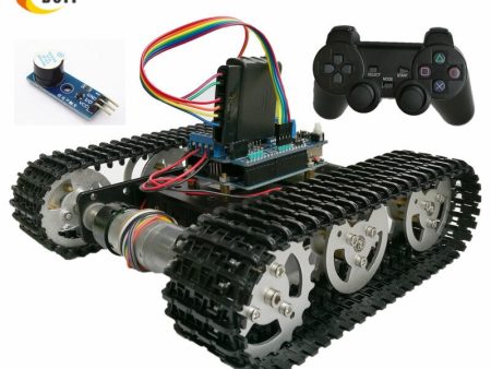 Wireless Control Smart RC Robot Kit by PS2 joystick Tank Car Chassis with Arduino Uno R3 Motor Shield DIY game playstation on Sale