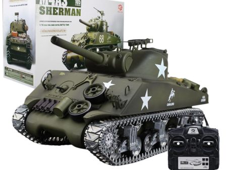 1:16 American M4A3 Sherman Simulated Tank 2.4G Remote Control Model Military Tank Sound Smoke Shooting Effect Metal Ultimate Hot on Sale