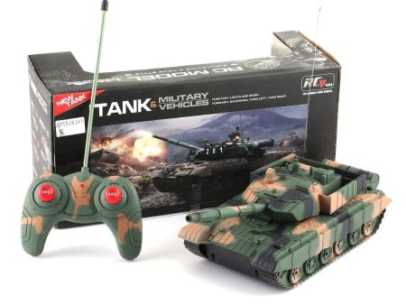 1:20 RC Tank Toy Military Vehicle 4CH Remote Control Armored Tank Battle Tanks Turret Rotation Light & Music RC Model Kids Toy For Sale